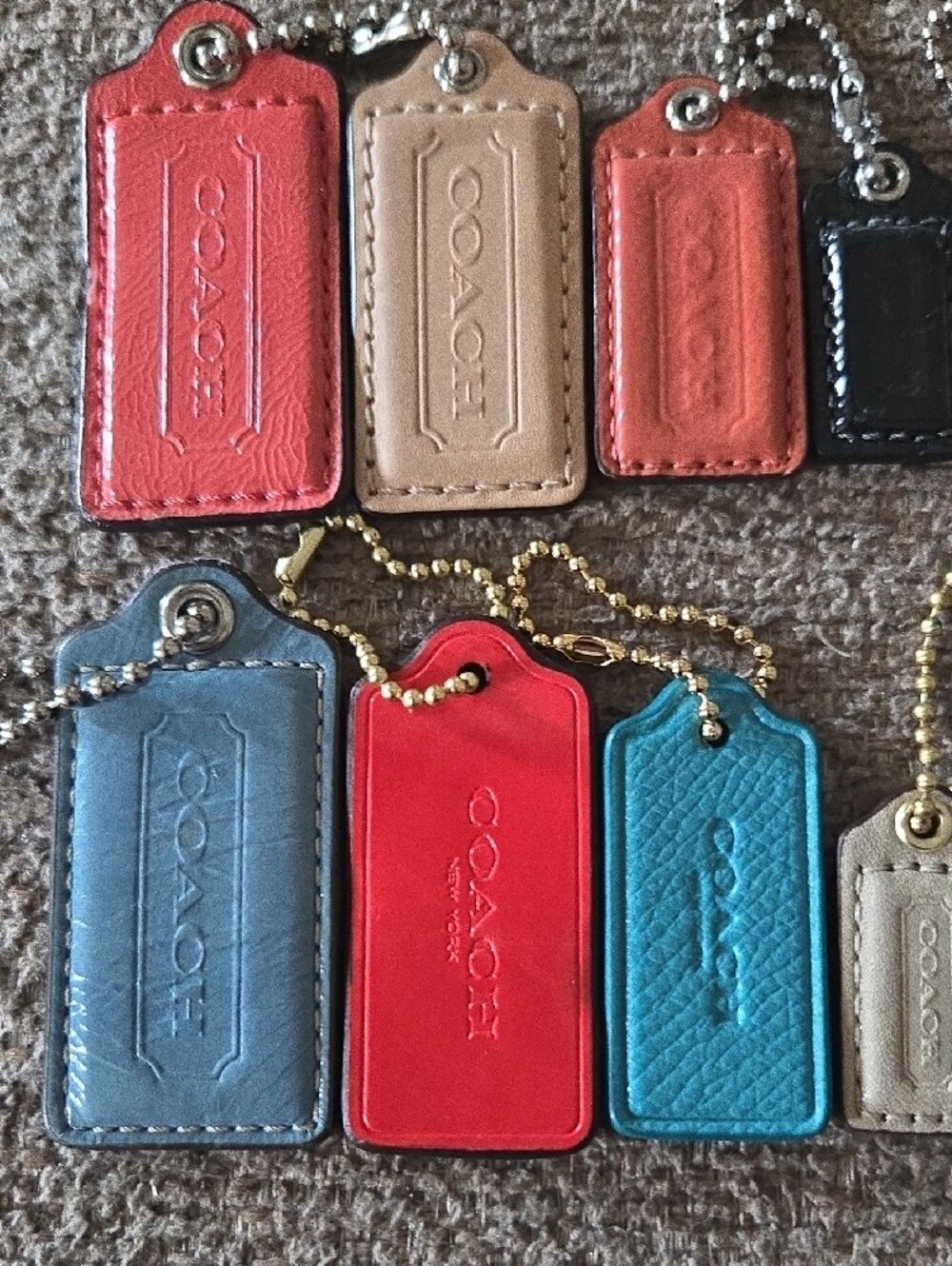 COACH Leather Tag Keychain Set - Assorted Colors - Picture 3 of 3